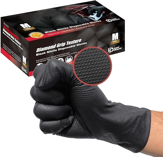 Nitrile Mechanic Glove - Zwarte nitrilhandschoenen Wegwerp 8-mil latexvrije monteurhandschoenen