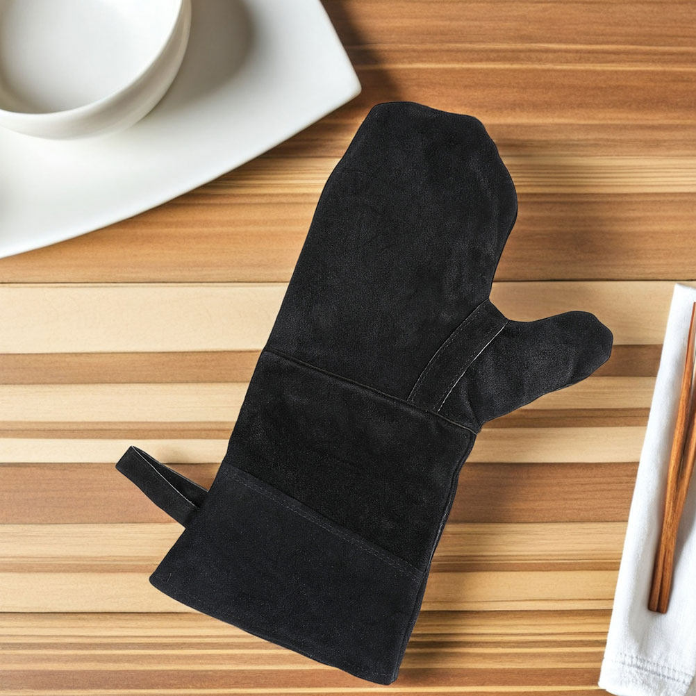 Heat Resistant Glove - 3-delige hittebestendige zwarte ovenhandschoenen met vingerontwerp