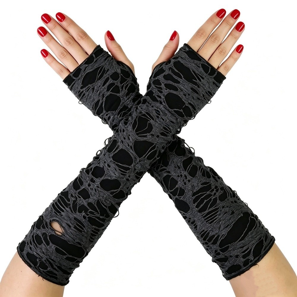 Lange punkhandschoenen Distres - Fingerless Glove Knit recensie en prijs