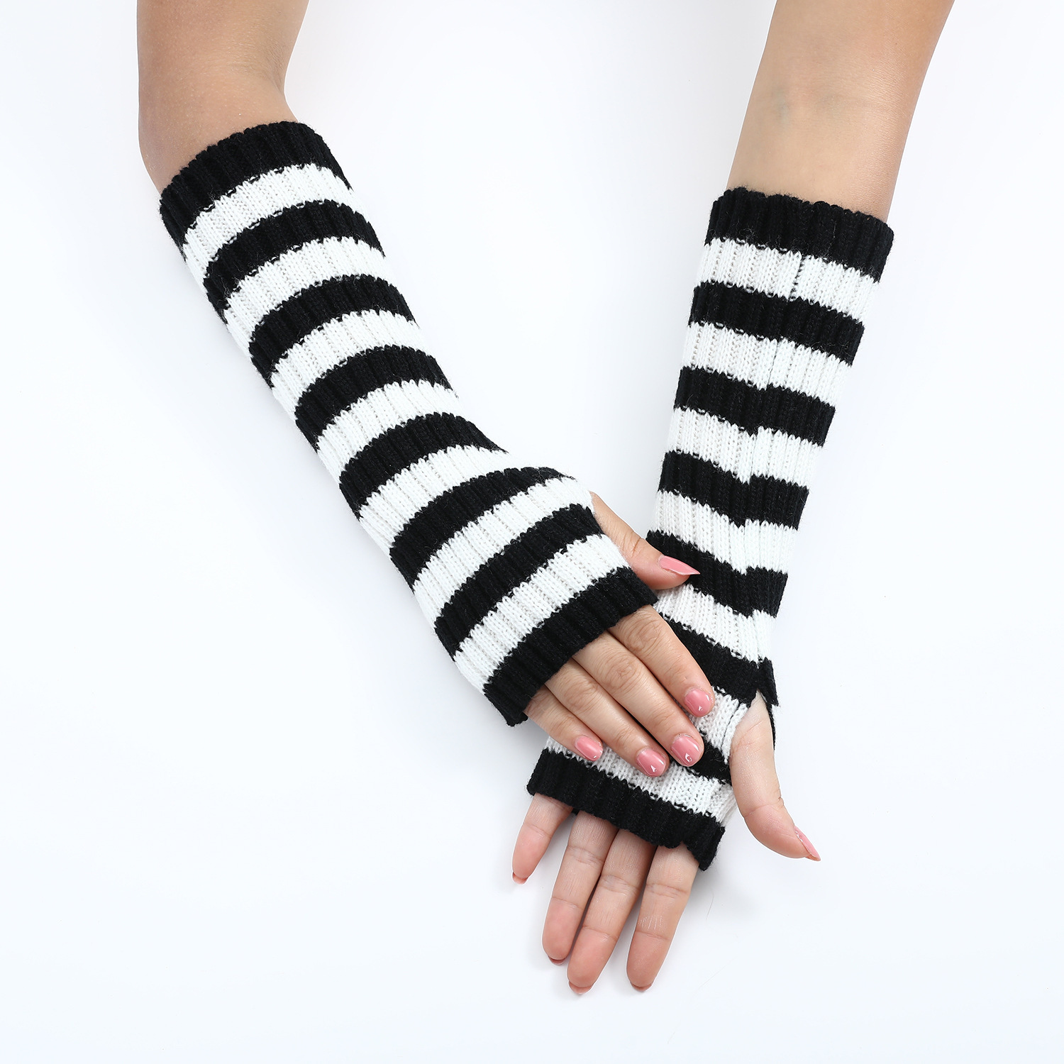 Y2K Gestreepte Vingerloze Armw - Fingerless Glove Knit recensie en prijs